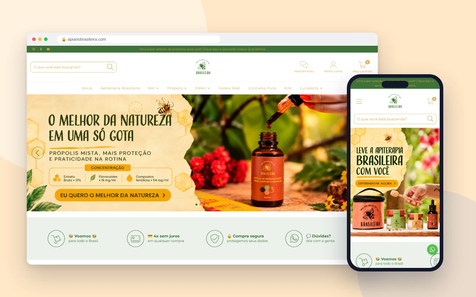 Apiário Brasileira store on desktop and phone